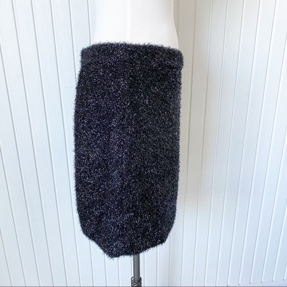 NWT Kate Spade Black Fuzzy Shimmer Robbie Mini Skirt Size 10 - Picture 2 of 9